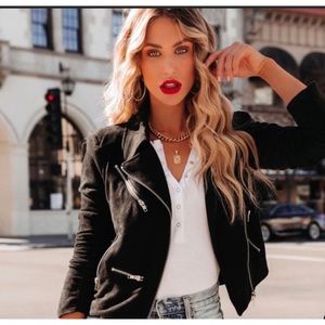 Vici Faux Suede Moto City Market Jacket Black Size Small